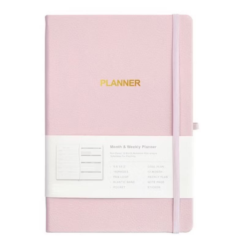 Personalized Undated Planner Stamped Debossed Name On Side 100Gsm Leather Hardbound
