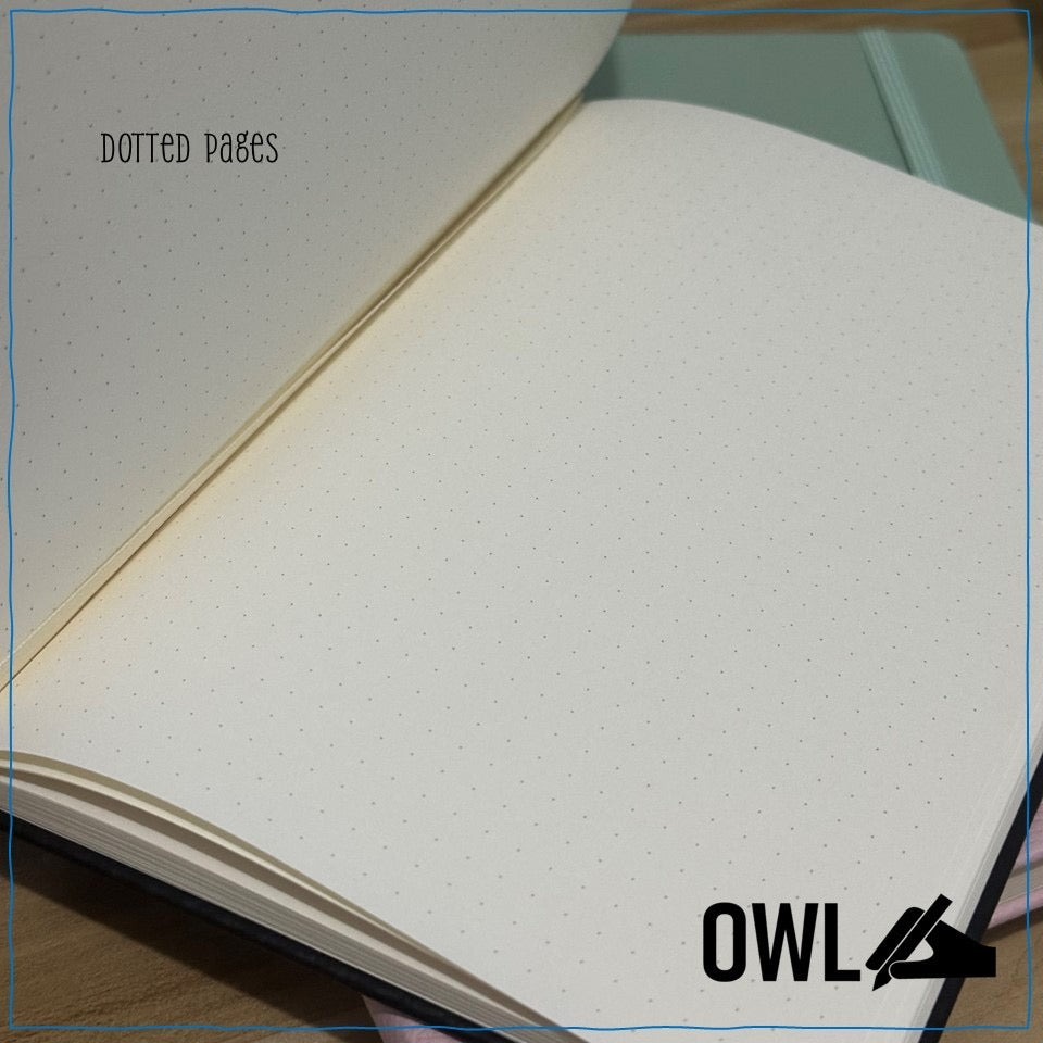 OWL Notebooks A5 Hard Bound PU Leather Journals - Dotted Paper Notes 100 GSM pages