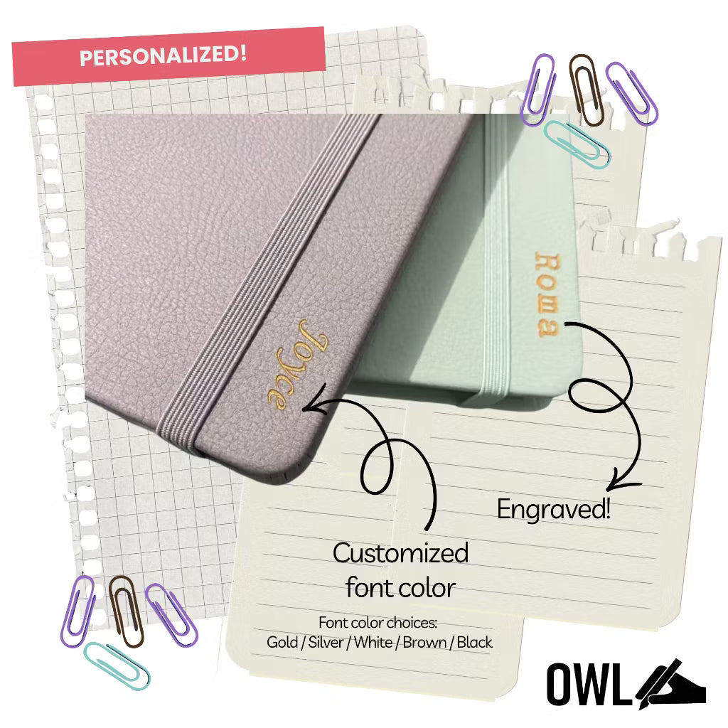Personalized Undated Planner Stamped Debossed Name On Side 100Gsm Leather Hardbound