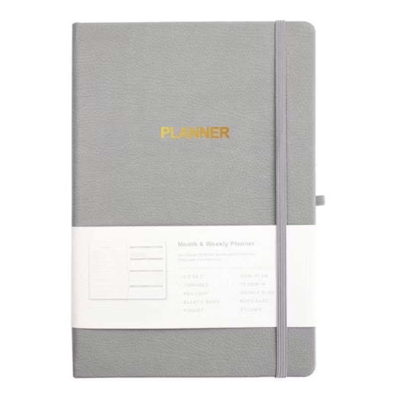 Personalized Undated Planner Stamped Debossed Name On Side 100Gsm Leather Hardbound