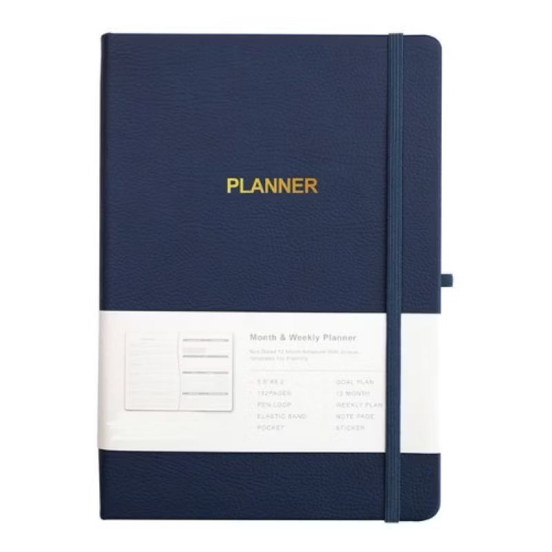 Personalized Undated Planner Stamped Debossed Name On Side 100Gsm Leather Hardbound