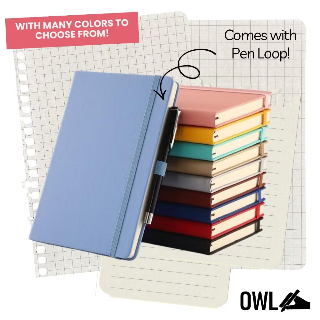 Owl Notebooks Personalized Thick 140 Leaves Journal Notebook Hardbound With Pen Holder A5 Size