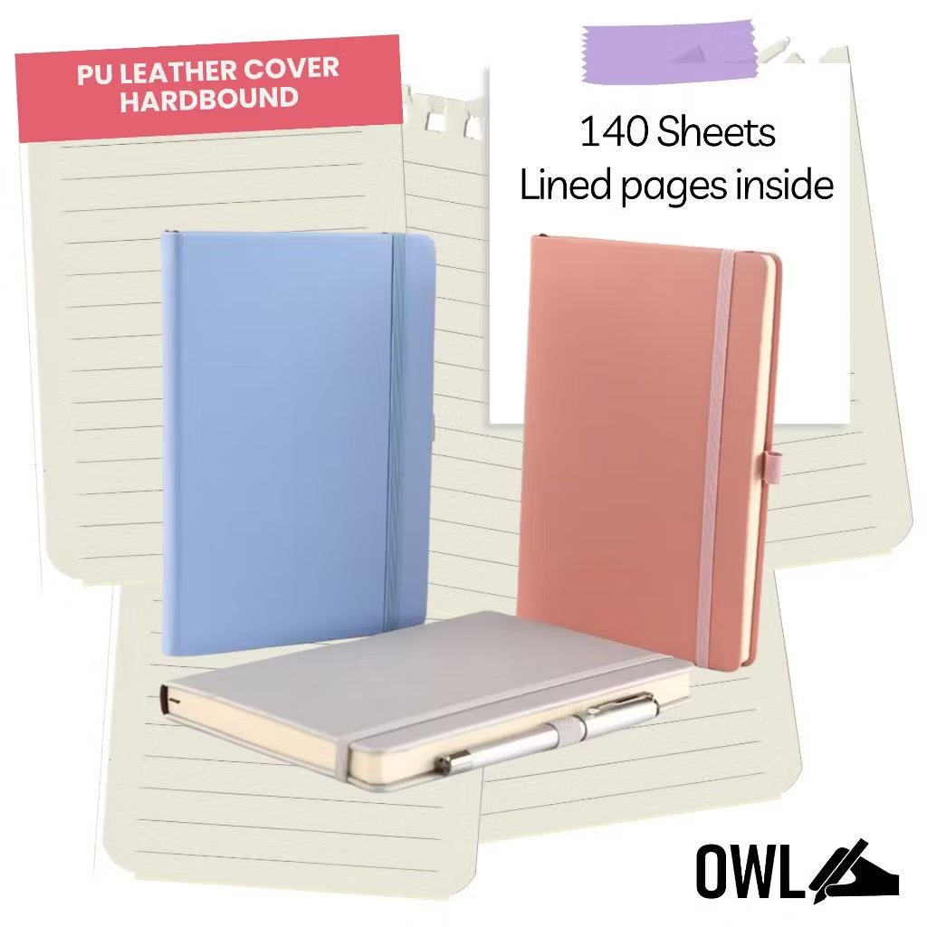 Owl Notebooks Personalized Thick 140 Leaves Journal Notebook Hardbound With Pen Holder A5 Size