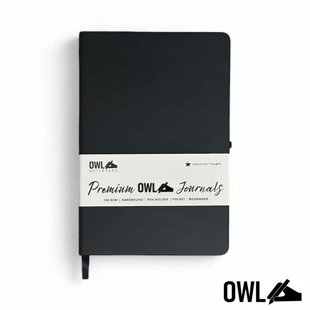 OWL DOTTED Premium Personalized Pu Leather Notebooks High Quality Debossed With Pen Holder 100 Gsm