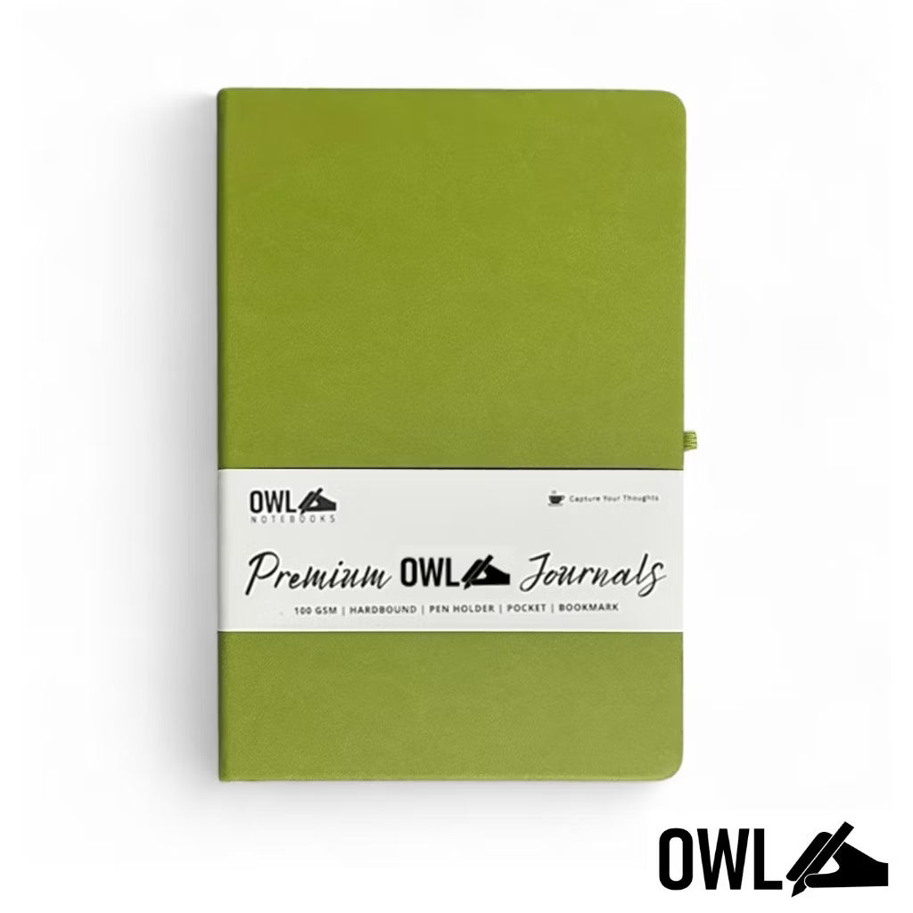 OWL DOTTED Premium Personalized Pu Leather Notebooks High Quality Debossed With Pen Holder 100 Gsm
