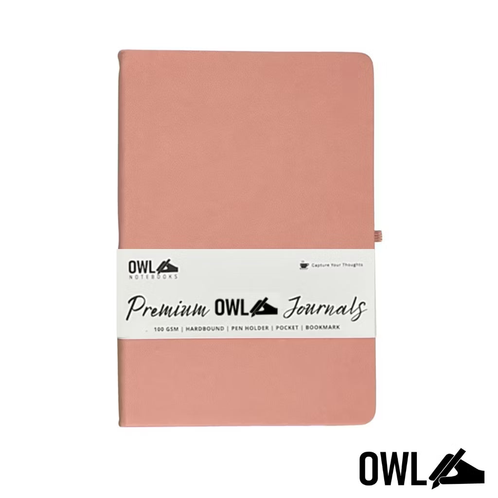 OWL DOTTED Premium Personalized Pu Leather Notebooks High Quality Debossed With Pen Holder 100 Gsm
