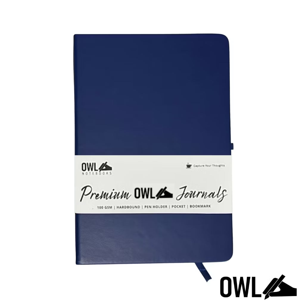 OWL DOTTED Premium Personalized Pu Leather Notebooks High Quality Debossed With Pen Holder 100 Gsm
