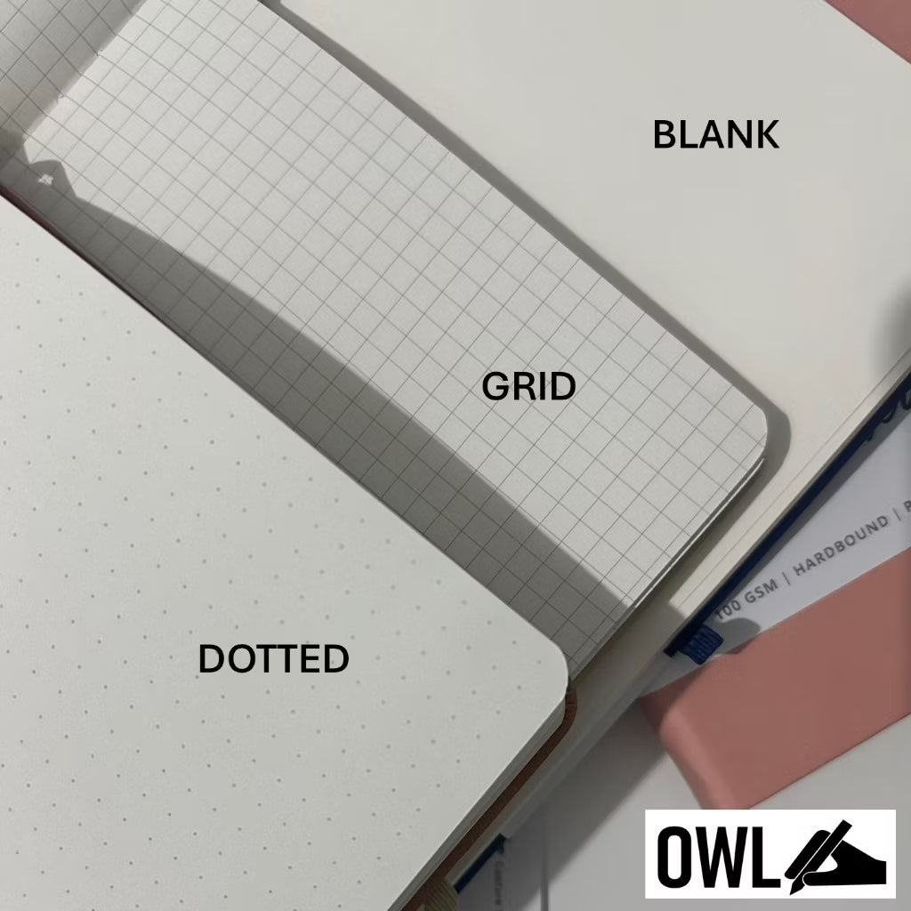 OWL DOTTED Premium Personalized Pu Leather Notebooks High Quality Debossed With Pen Holder 100 Gsm