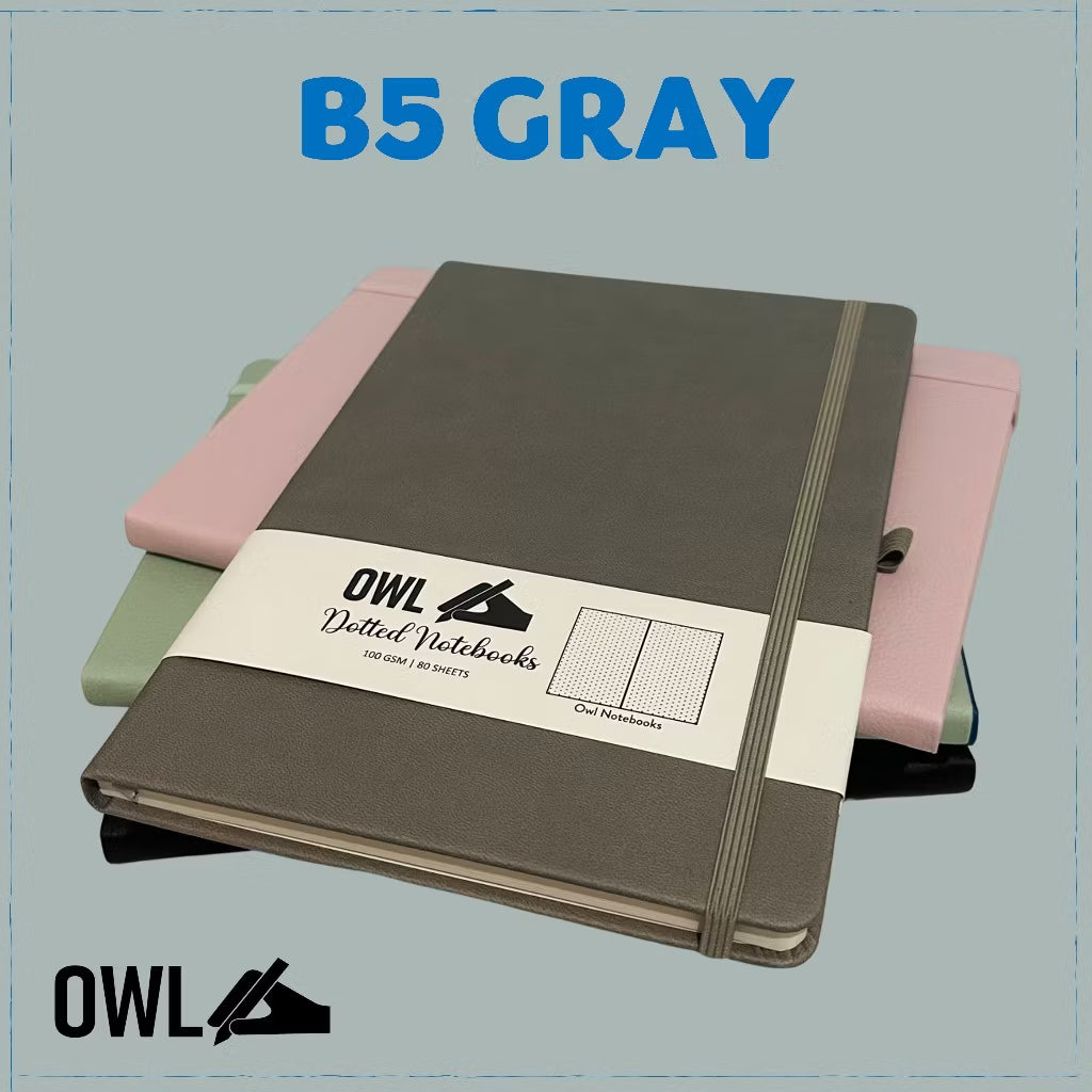OWL Notebooks Personalized B5 BIG SIZE LEATHER JOURNALS with Dotted pages 100 GSM Paper Notes