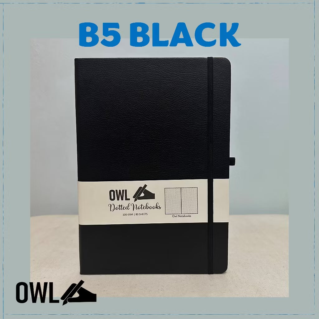 OWL Notebooks Personalized B5 BIG SIZE LEATHER JOURNALS with Dotted pages 100 GSM Paper Notes