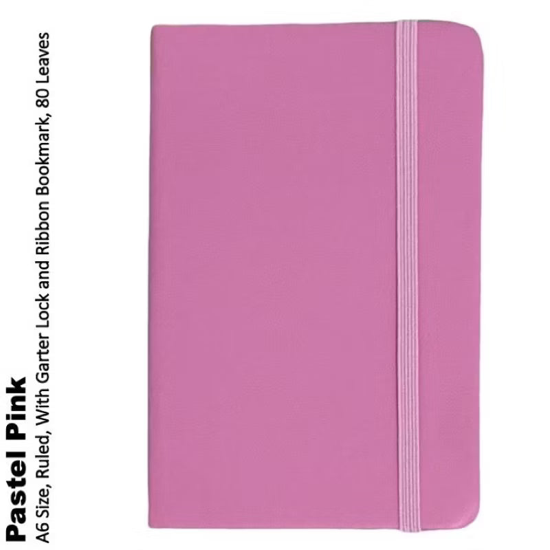 A6 Mini Journals Leather Cover Lined Pages 80Gsm Notebooks (Small Size) With Garter Lock