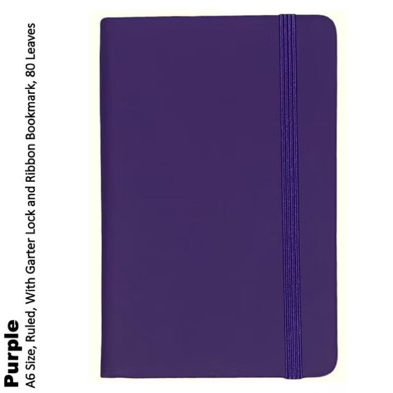 A6 Mini Journals Leather Cover Lined Pages 80Gsm Notebooks (Small Size) With Garter Lock