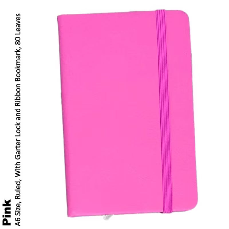 A6 Mini Journals Leather Cover Lined Pages 80Gsm Notebooks (Small Size) With Garter Lock