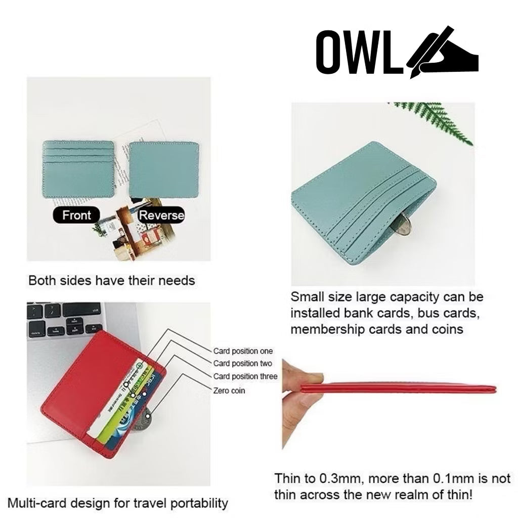 OWL Personalized Card holders with 4 card holes - Engraved name and customized sleeves for giveaways