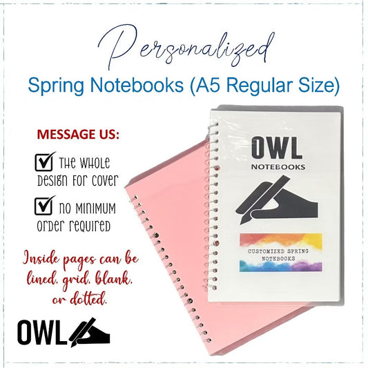 OWL Customized Spring Notebooks Personalized Cover and Pages