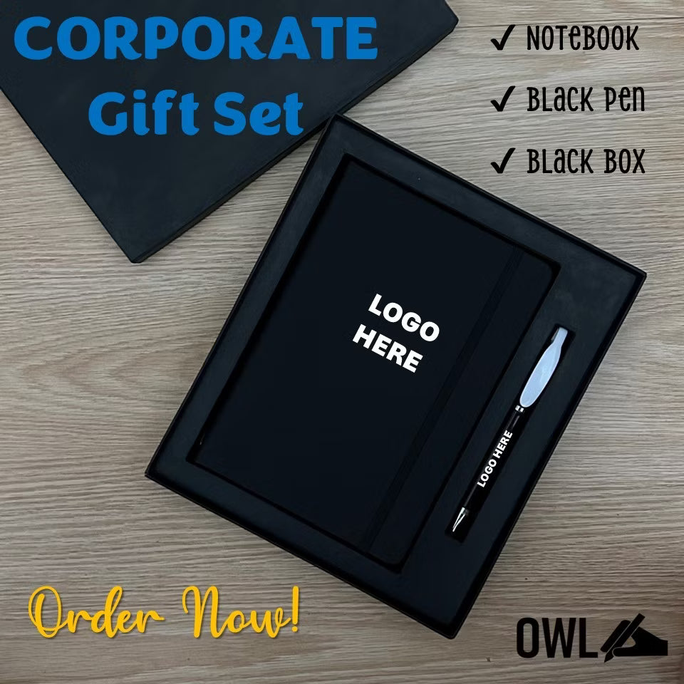BULK ORDER Corporate Business Notebook and Pen Gift Set in Black Box Souvenir Giveaways for office