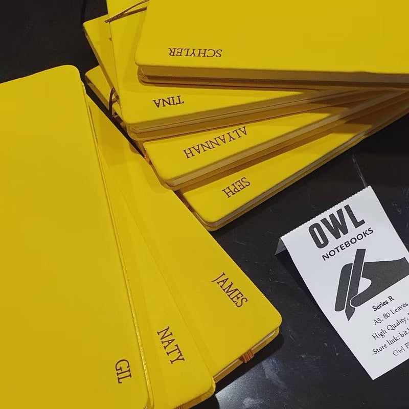 Owl Notebooks Personalized Journals (Engraved) with Ruled pages - A5 High Quality Paper Smooth Leather with Garter Lock