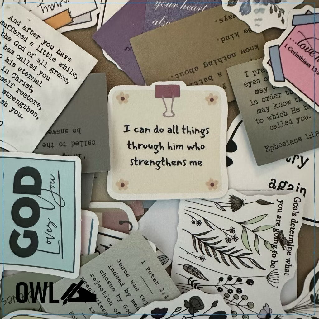 OWL Bible Quote Stickers for Journals or Phone Laptop Luggage waterproof - 10 random quotes