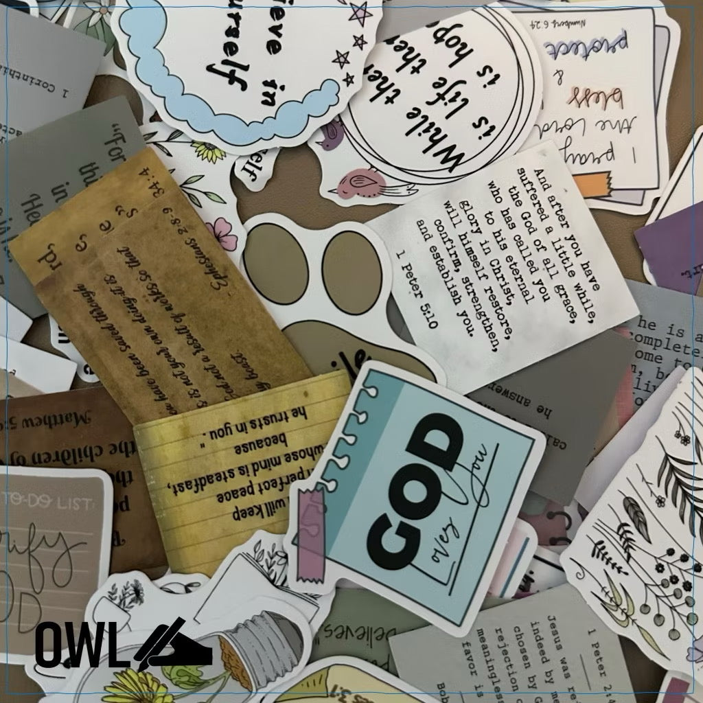 OWL Bible Quote Stickers for Journals or Phone Laptop Luggage waterproof - 10 random quotes