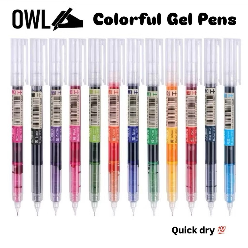 OWL Notebooks Colorful Gel Pens Quick Dry 0.5 mm Ballpens