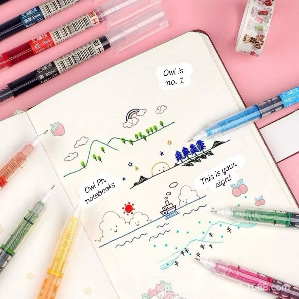 OWL Notebooks Colorful Gel Pens Quick Dry 0.5 mm Ballpens
