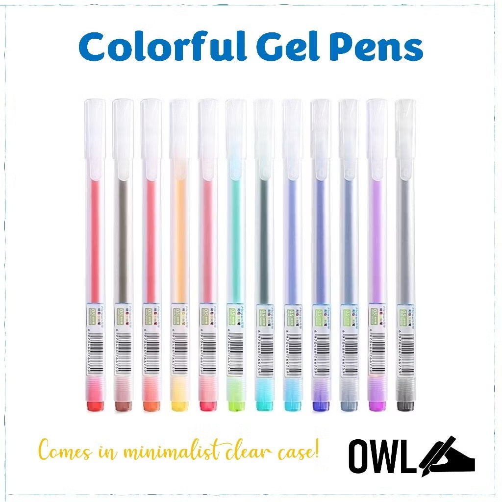 Owl Ph Colorful Japanese Gel Pens 0.5Mm Pointed In Frosted Case