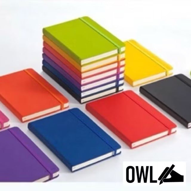 OWL High Quality Hardbound Notebooks with Garter Lock - Lined Pages - 80 sheets