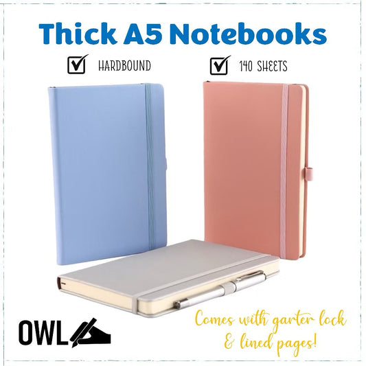 A5 Thick Hardbound Journal 140 Leaves With Pen Holder Leather Cover with Garter Lock and Bookmark