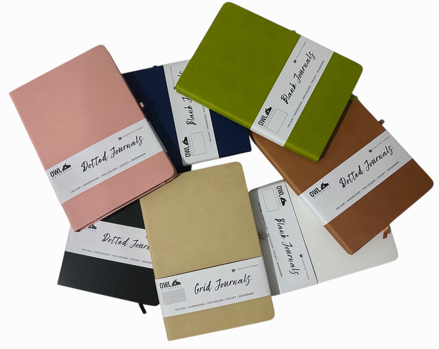 A5 Hardbound Pu Leather Journal Dotted Grid Blank Notebooks High-Quality Papernotes with Back Pocket