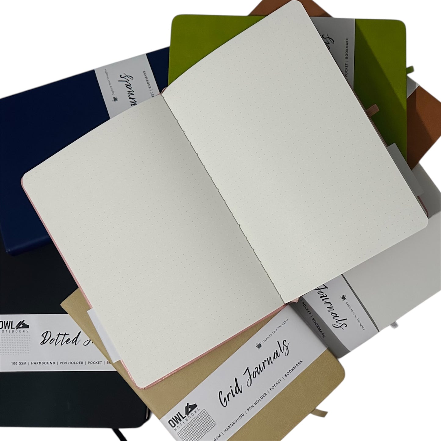 A5 Hardbound Pu Leather Journal Dotted Grid Blank Notebooks High-Quality Papernotes with Back Pocket