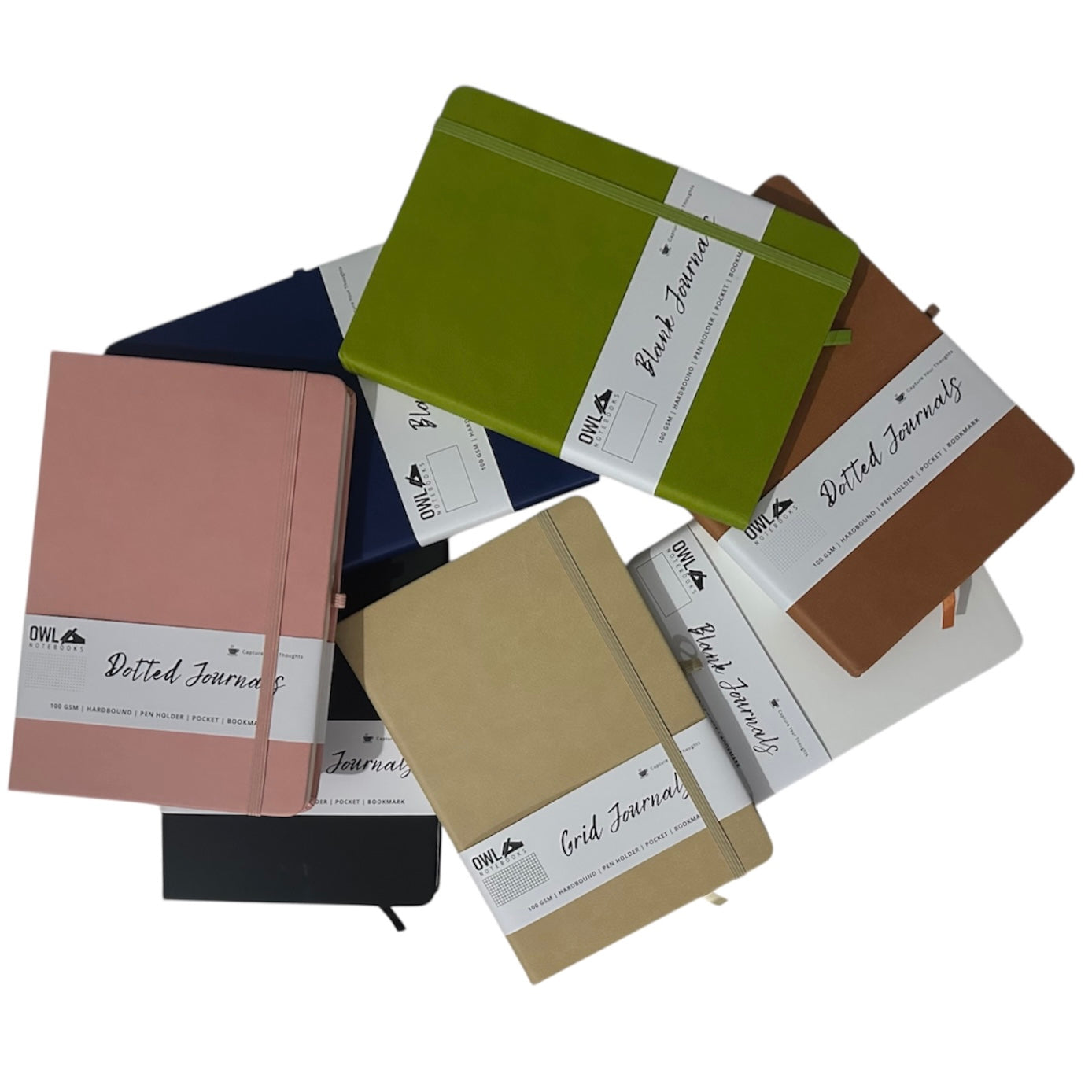A5 Hardbound Pu Leather Journal Dotted Grid Blank Notebooks High-Quality Papernotes with Back Pocket