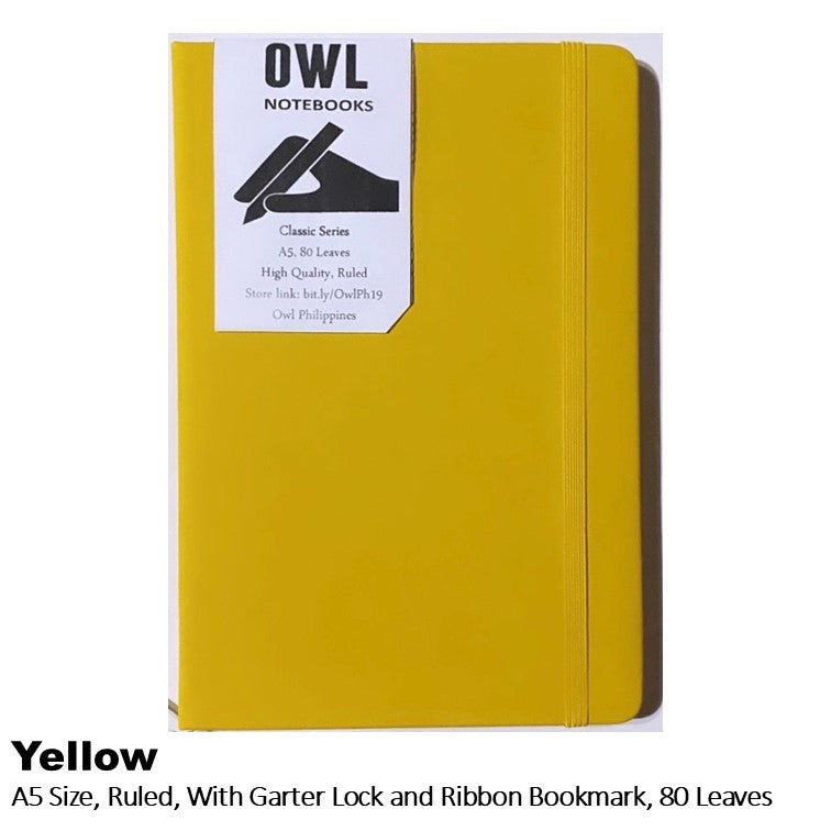 OWL High Quality Hardbound Notebooks with Garter Lock - Lined Pages - 80 sheets