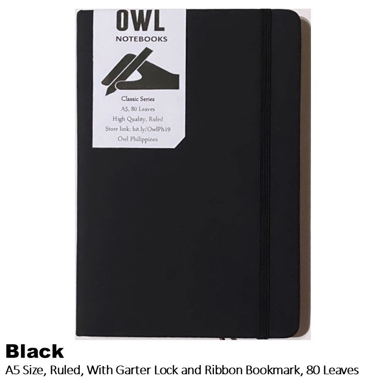 OWL High Quality Hardbound Notebooks with Garter Lock - Lined Pages - 80 sheets
