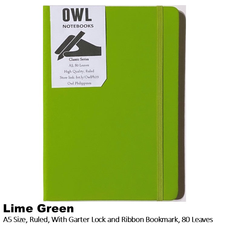 OWL High Quality Hardbound Notebooks with Garter Lock - Lined Pages - 80 sheets