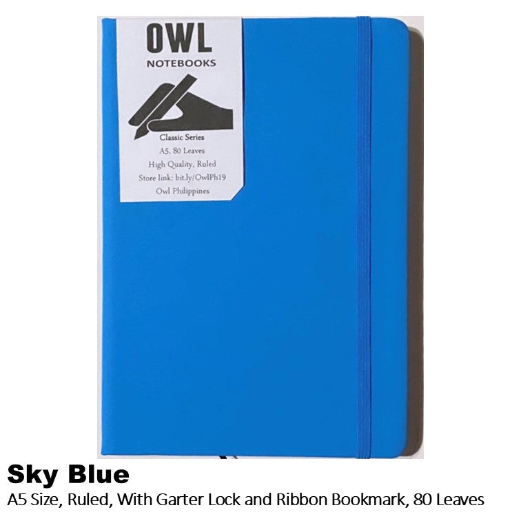 OWL High Quality Hardbound Notebooks with Garter Lock - Lined Pages - 80 sheets
