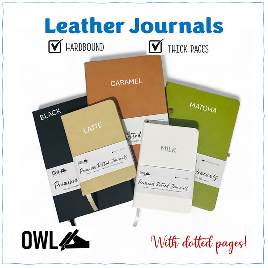 A5 Hardbound Pu Leather Journal Dotted Grid Blank Notebooks High-Quality Papernotes with Back Pocket
