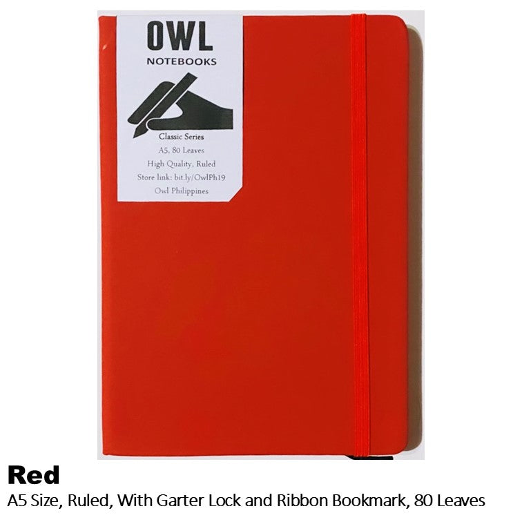OWL High Quality Hardbound Notebooks with Garter Lock - Lined Pages - 80 sheets