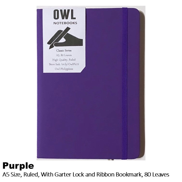 OWL High Quality Hardbound Notebooks with Garter Lock - Lined Pages - 80 sheets