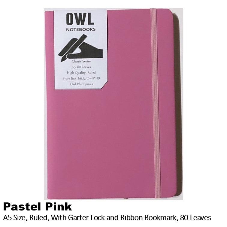 OWL High Quality Hardbound Notebooks with Garter Lock - Lined Pages - 80 sheets